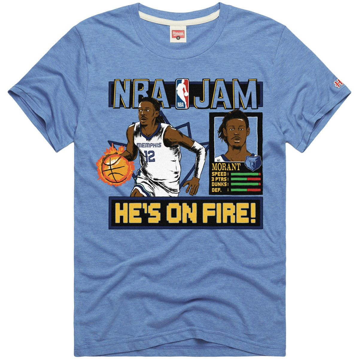 Ja Morant Memphis Grizzlies Homage Unisex NBA Jam Tri-Blend T-Shirt - Light Blue sale