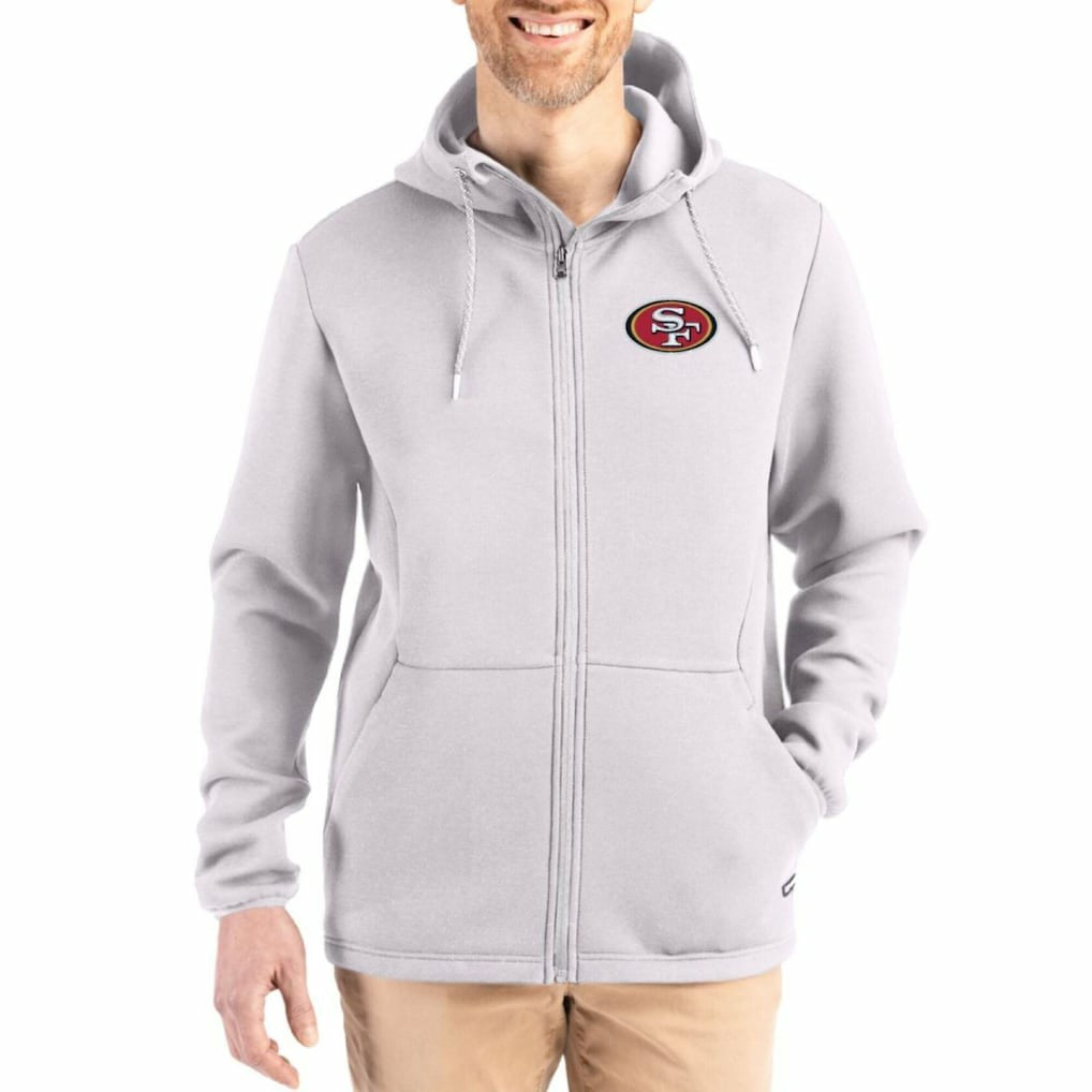 San Francisco 49ers Cutter & Buck Roam Epic Comfort Recycled Full-Zip Hoodie Jacket - Gray outlet