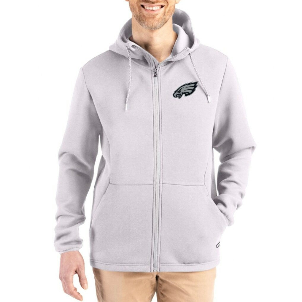 Philadelphia Eagles Cutter & Buck Roam Epic Comfort Recycled Full-Zip Hoodie Jacket - Gray discount