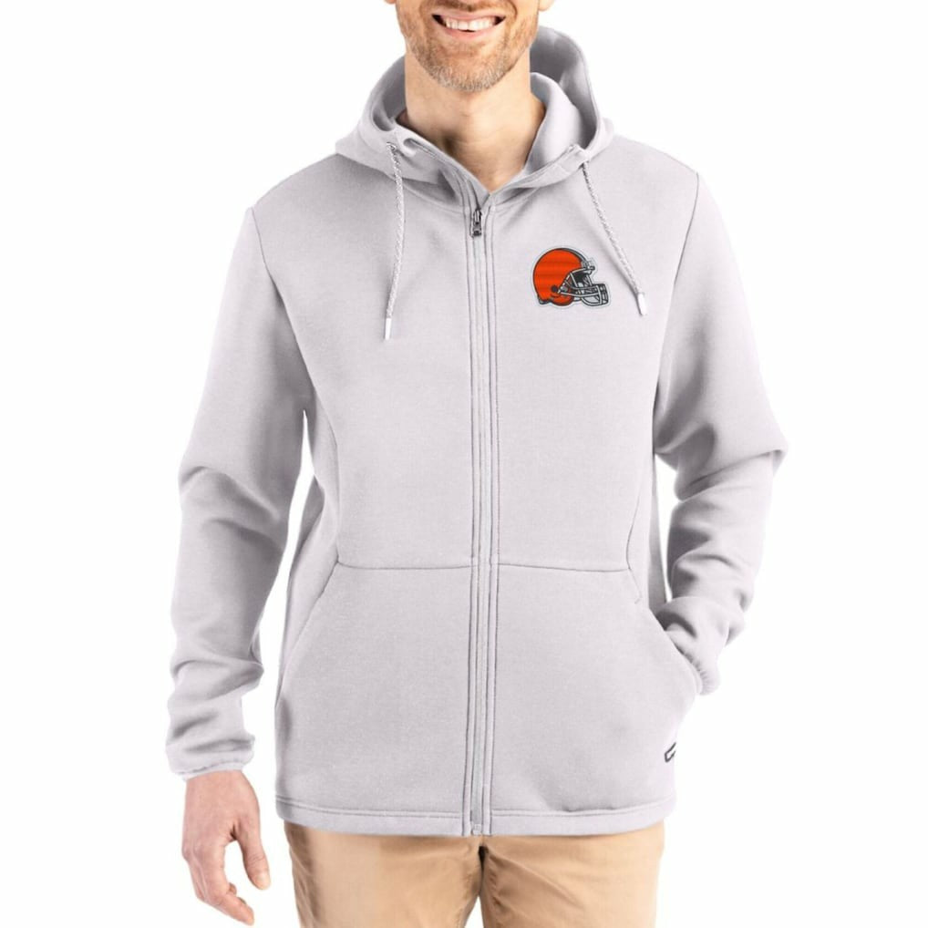 Cleveland Browns Cutter & Buck Roam Epic Comfort Recycled Full-Zip Hoodie Jacket - Gray online