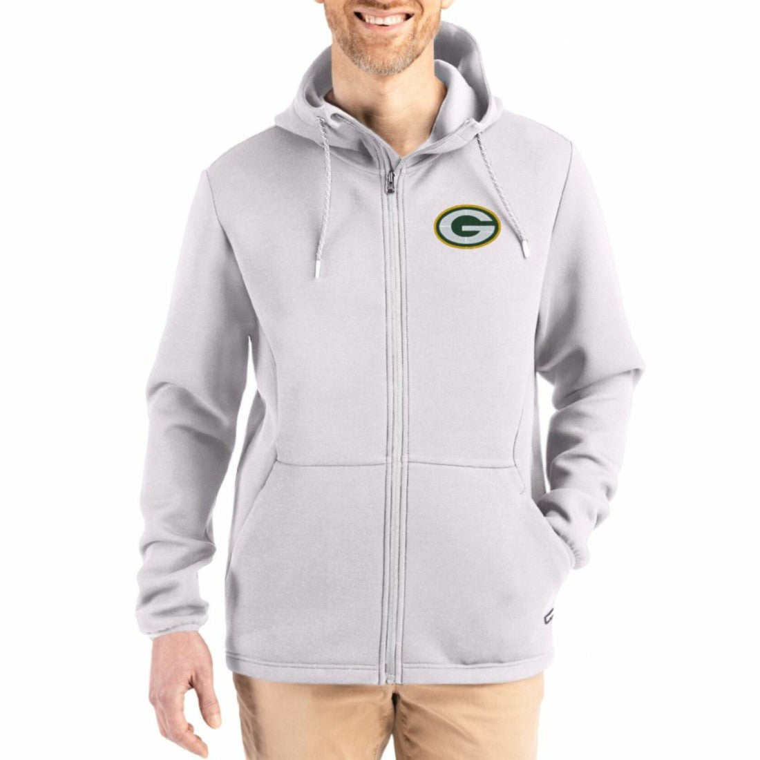Green Bay Packers Cutter & Buck Roam Epic Comfort Recycled Full-Zip Hoodie Jacket - Gray sale