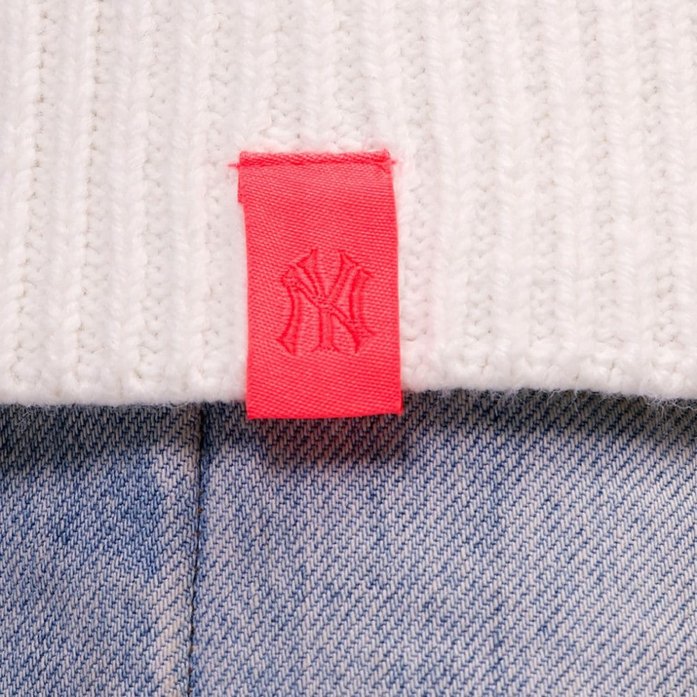 New York Yankees Lusso Women's Shyla Knit V-Neck Full-Zip Sweater Navy/White