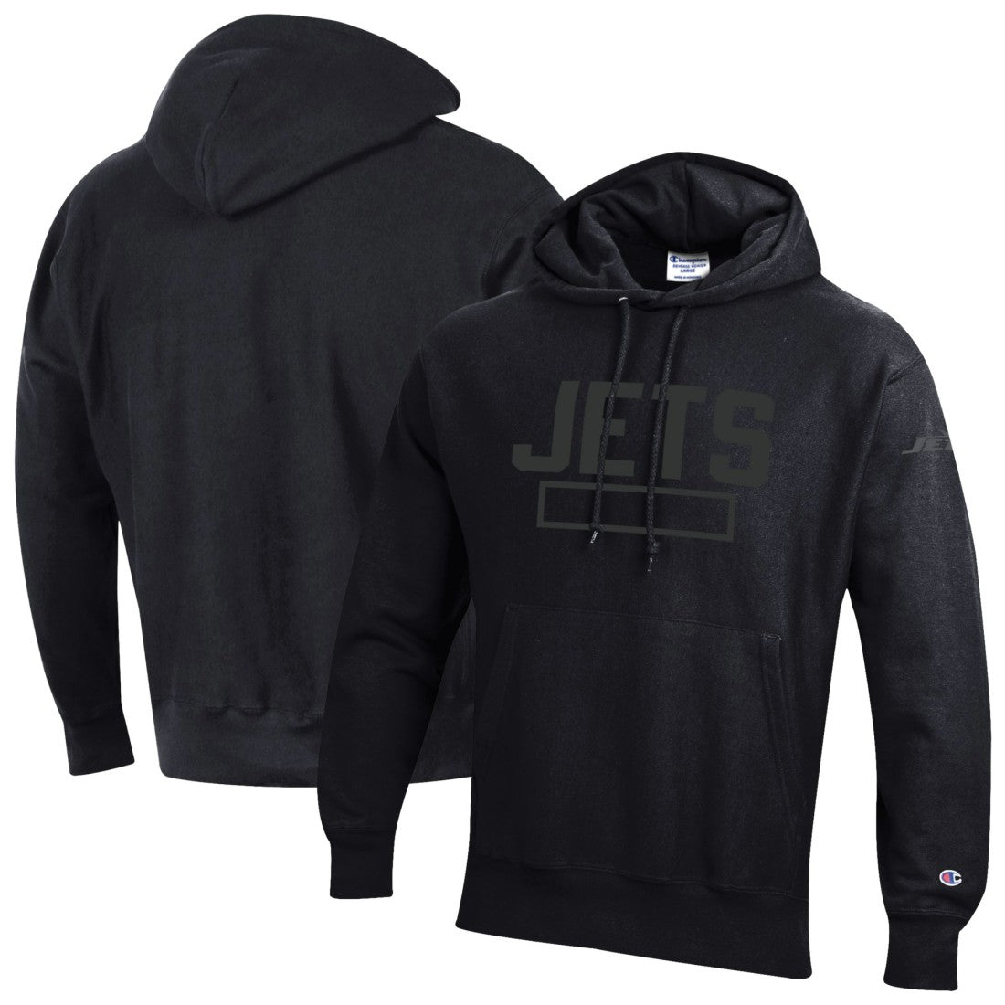 New York Jets Champion Tonal Reverse Weave Fleece Hoodie - Black on sale