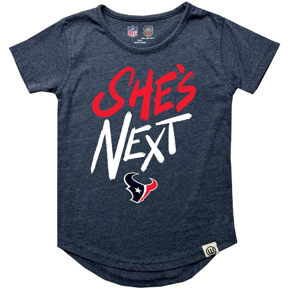 Houston Texans Wes & Willy Girls Youth She's Next Garment Washed T-Shirt - Navy outlet