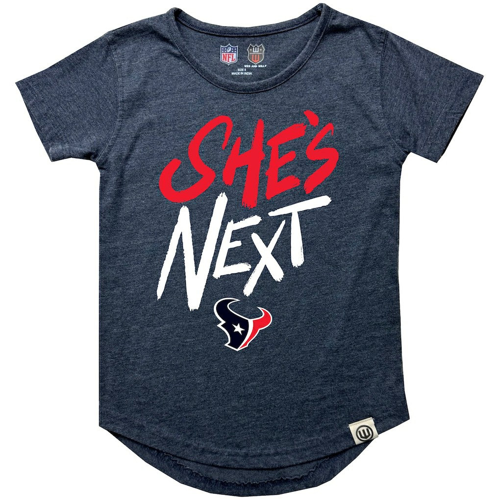Houston Texans Wes & Willy Girls Youth She's Next Garment Washed T-Shirt - Navy outlet