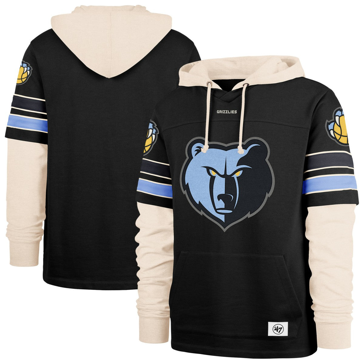 Memphis Grizzlies '47 Split Zone Cornerback Duo Hoodie - Black discount