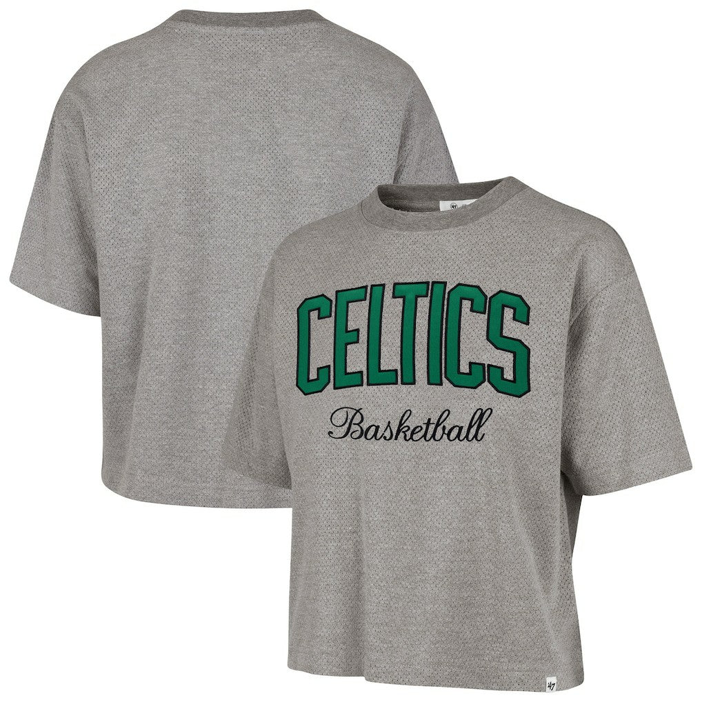 Boston Celtics '47 Women's Pivot Drop Needle Cropped T-Shirt - Gray for sale