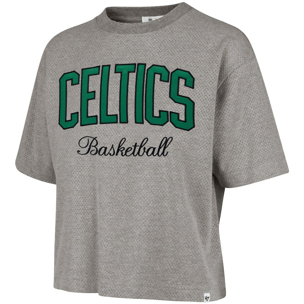 Boston Celtics '47 Women's Pivot Drop Needle Cropped T-Shirt - Gray for sale