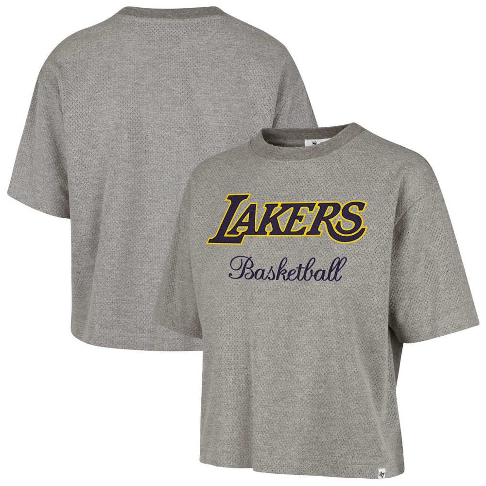 Los Angeles Lakers '47 Women's Pivot Drop Needle Cropped T-Shirt - Gray discount