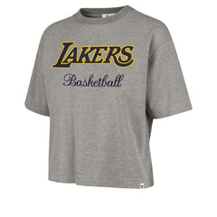 Los Angeles Lakers '47 Women's Pivot Drop Needle Cropped T-Shirt - Gray discount