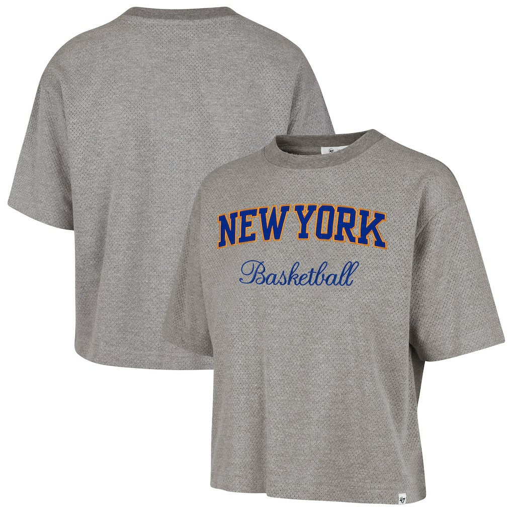 New York Knicks '47 Women's Pivot Drop Needle Cropped T-Shirt - Gray cheap