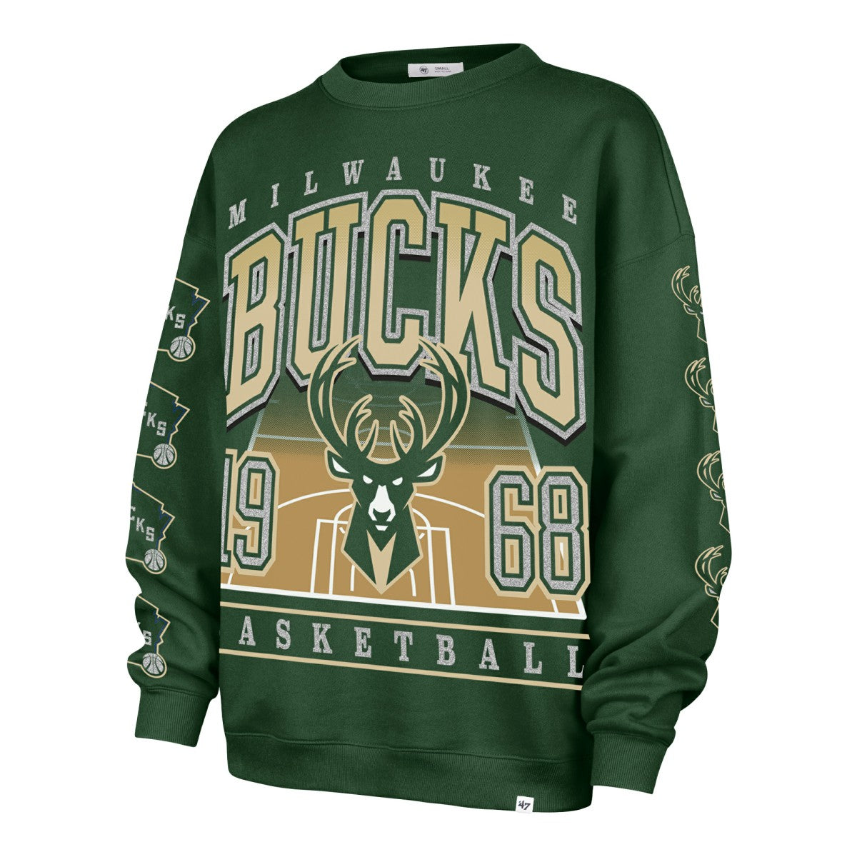 Milwaukee Bucks '47 Women's Go Big Oversized Sweatshirt - Hunter Green for sale