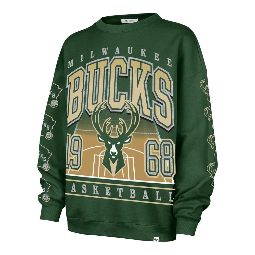Milwaukee Bucks '47 Women's Go Big Oversized Sweatshirt - Hunter Green for sale