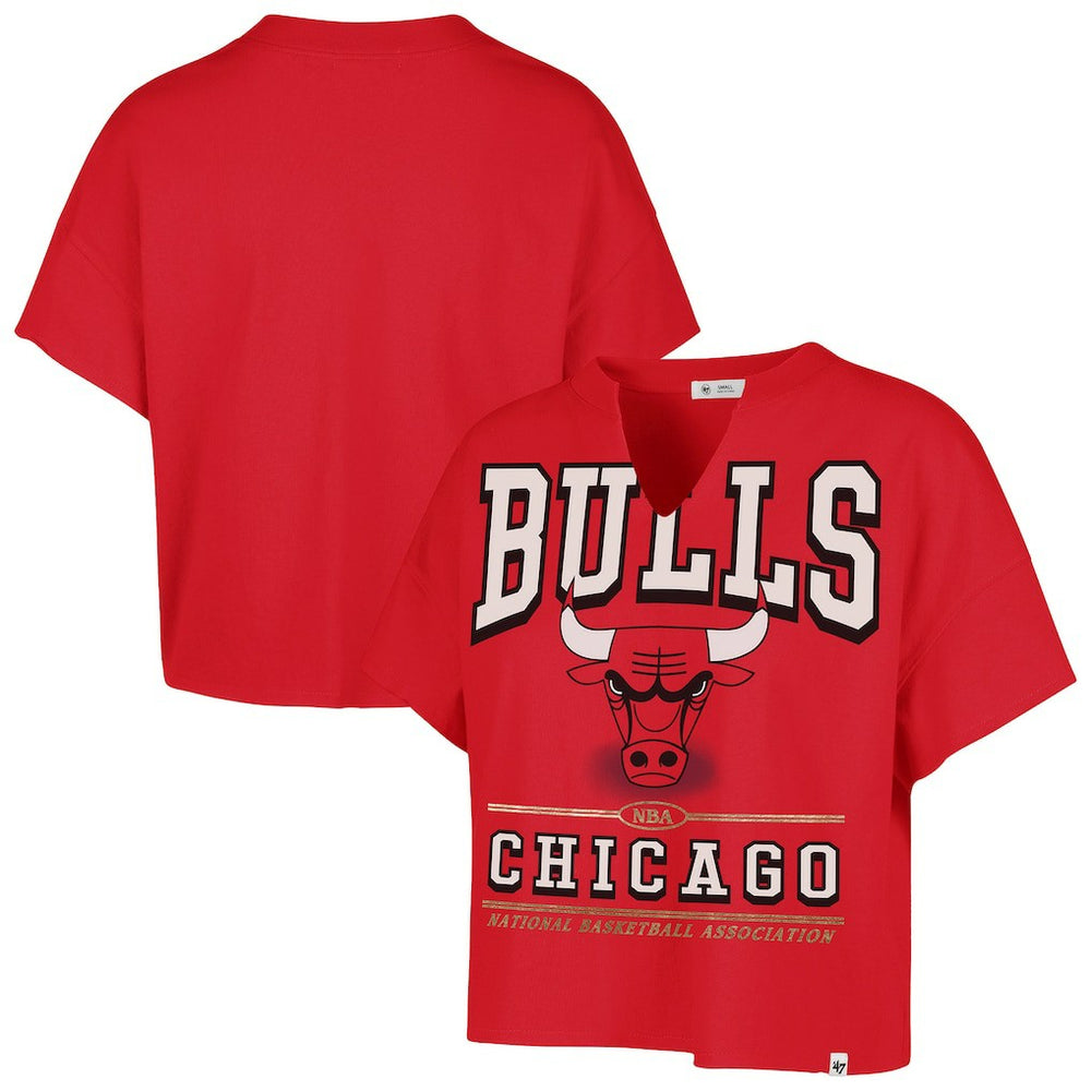 Chicago Bulls '47 Women's Elation Oversized Notch Neck T-Shirt sale - Red discount