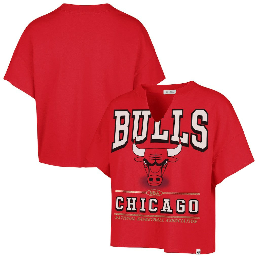Chicago Bulls '47 Women's Elation Oversized Notch Neck T-Shirt sale - Red discount