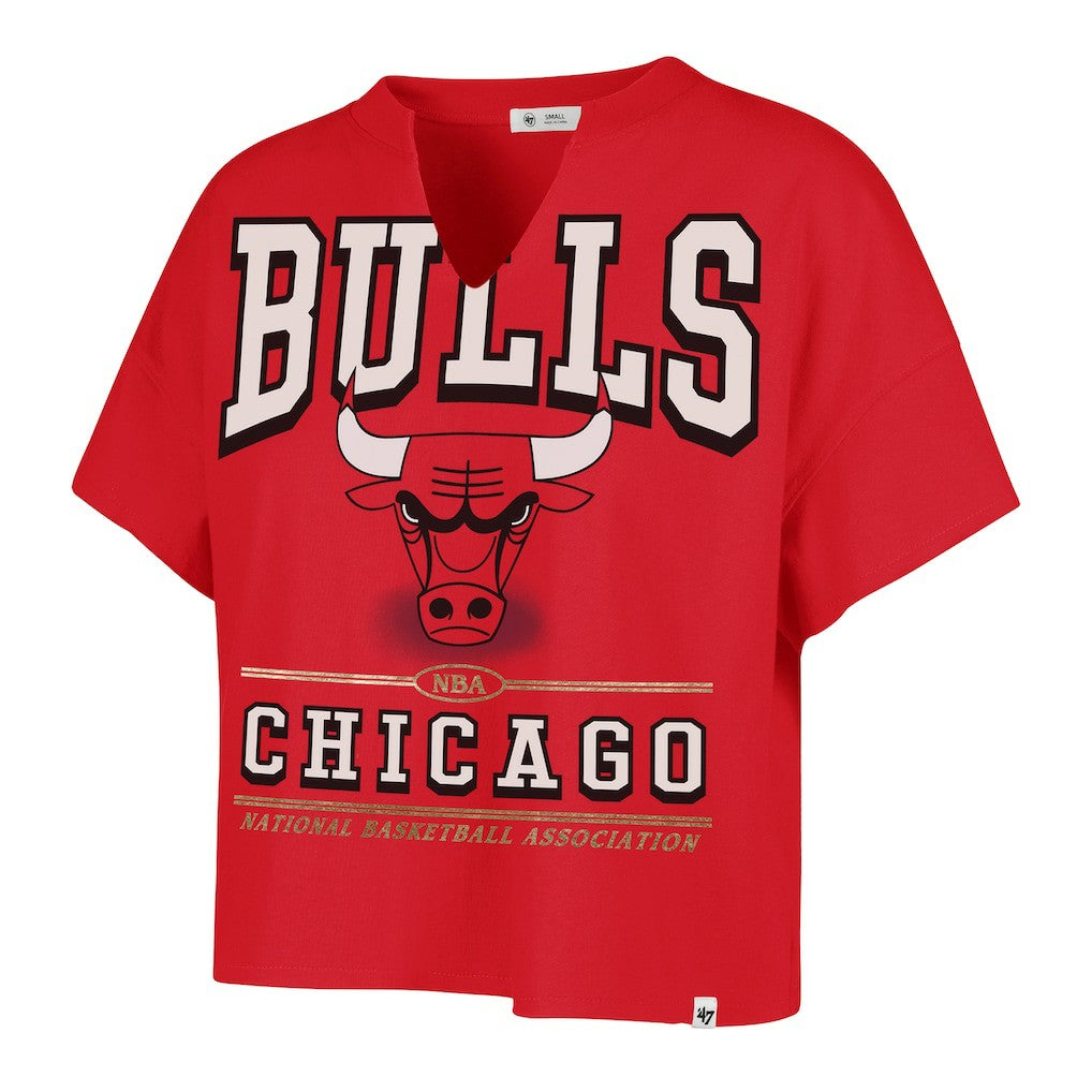 Chicago Bulls '47 Women's Elation Oversized Notch Neck T-Shirt sale - Red discount
