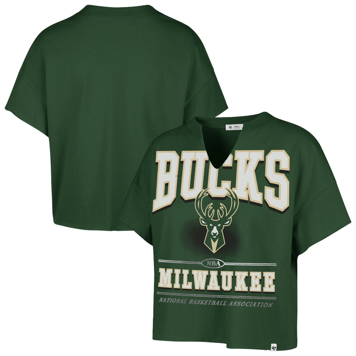 Milwaukee Bucks '47 Women's Elation Oversized Notch Neck T-Shirt - Hunter Green on sale