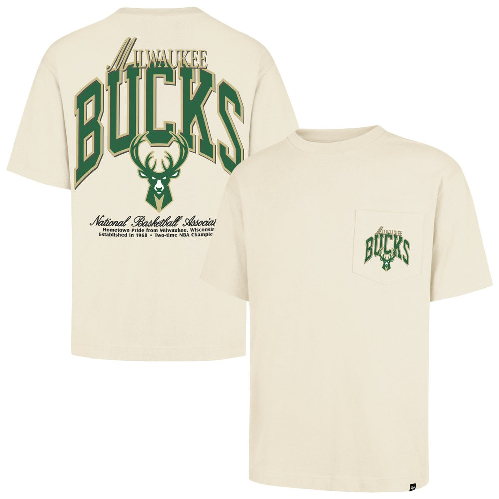 Milwaukee Bucks '47 Unisex Crossover Collection Foundation Pocket T-Shirt - Cream sale