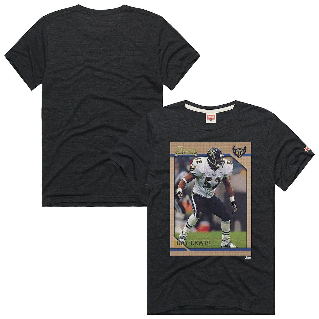 Ray Lewis Baltimore Ravens Homage Unisex NFL Topps Trading Card Tri-Blend T-Shirt - Charcoal cheap