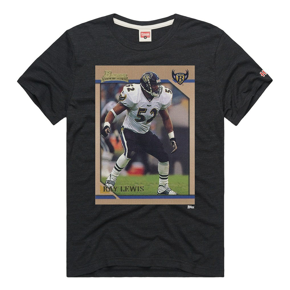 Ray Lewis Baltimore Ravens Homage Unisex NFL Topps Trading Card Tri-Blend T-Shirt - Charcoal cheap