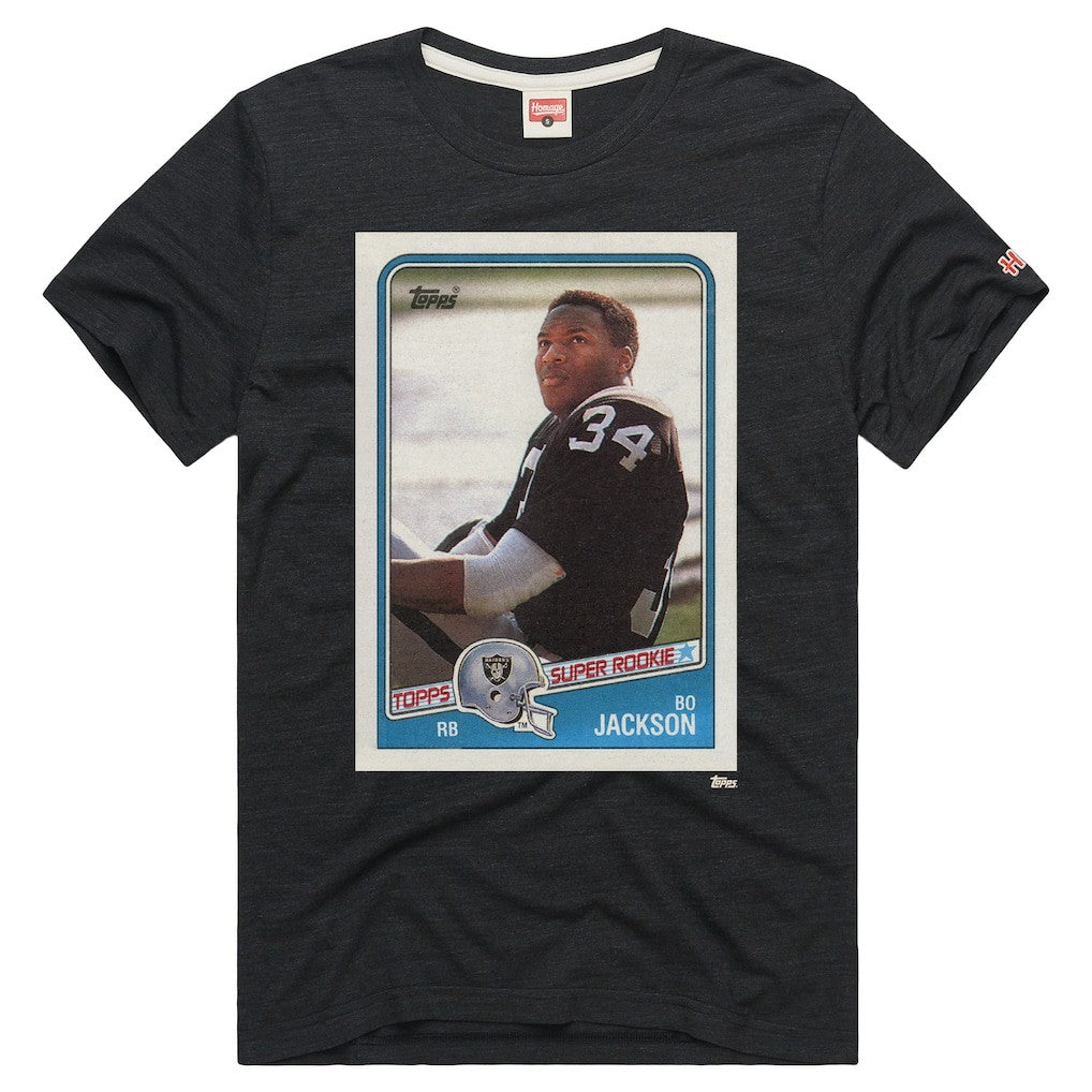 Bo Jackson Las Vegas Raiders Homage Unisex NFL Topps Trading Card Tri-Blend T-Shirt - Charcoal outlet