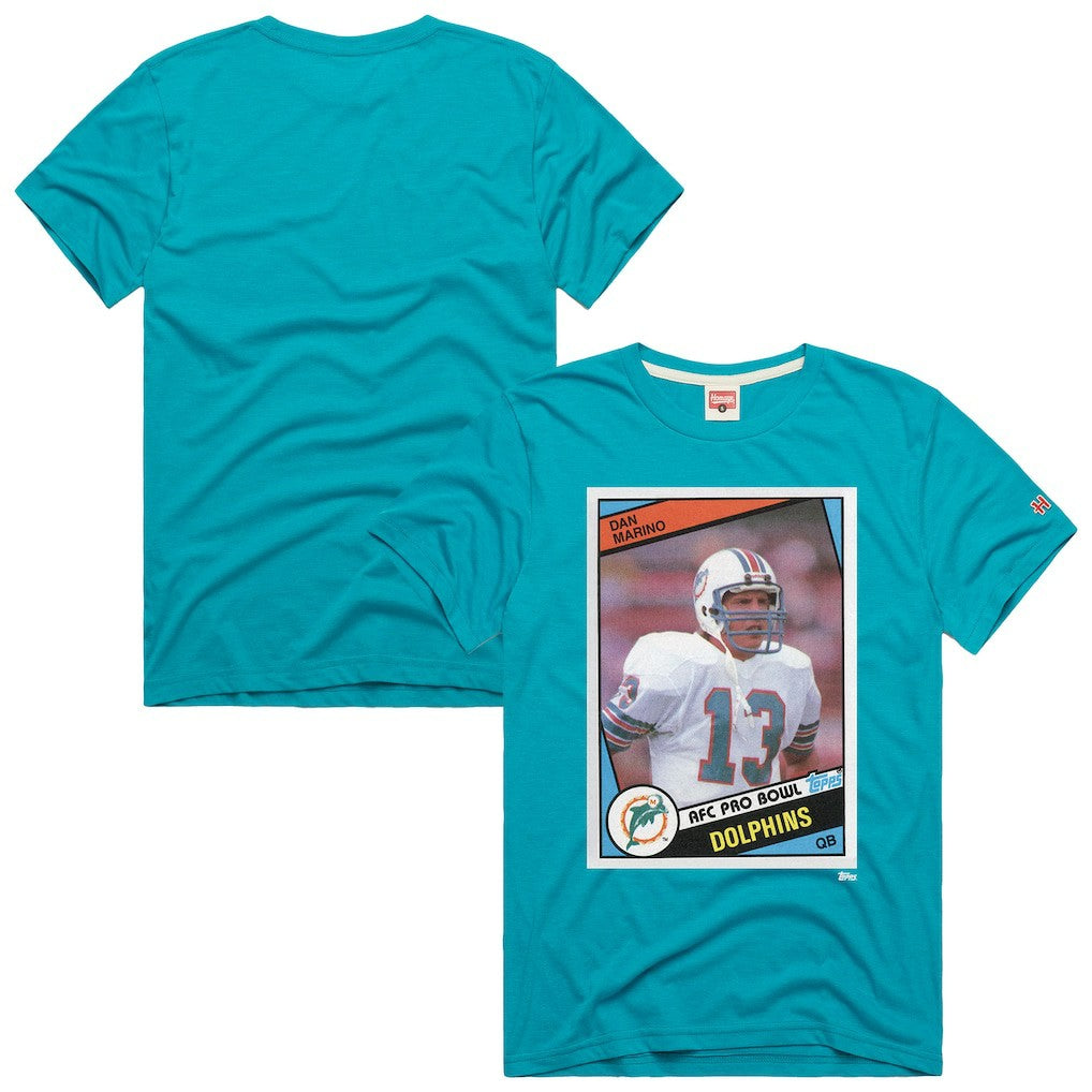 Dan Marino Miami Dolphins Homage Unisex NFL Topps Trading Card Tri-Blend T-Shirt - Aqua sale