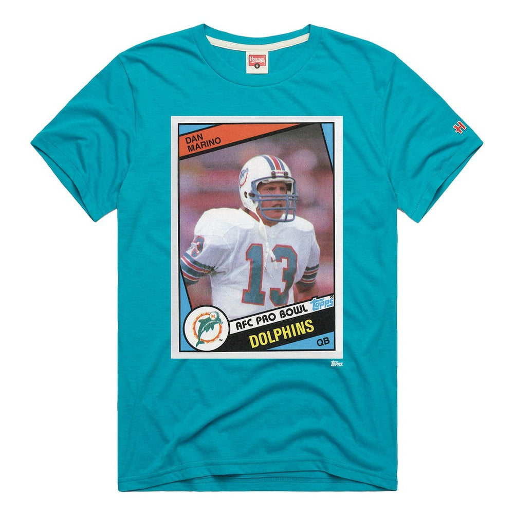 Dan Marino Miami Dolphins Homage Unisex NFL Topps Trading Card Tri-Blend T-Shirt - Aqua sale