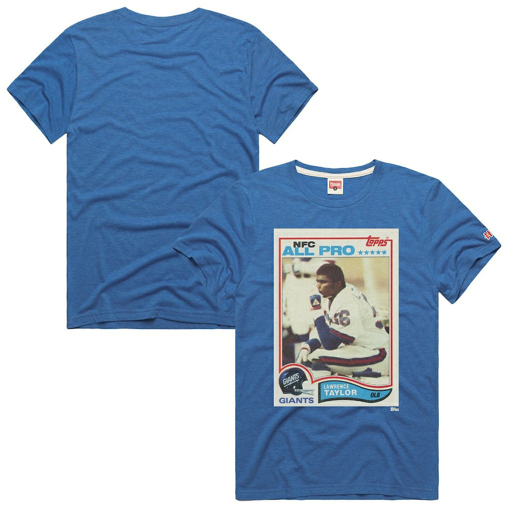Lawrence Taylor New York Giants Homage Unisex NFL Topps Trading Card Tri-Blend T-Shirt - Royal cheap