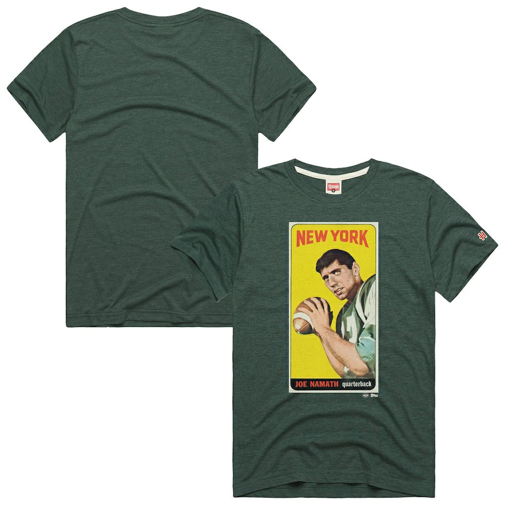 Joe Namath New York Jets Homage Unisex NFL Topps Trading Card Tri-Blend T-Shirt - Green discount