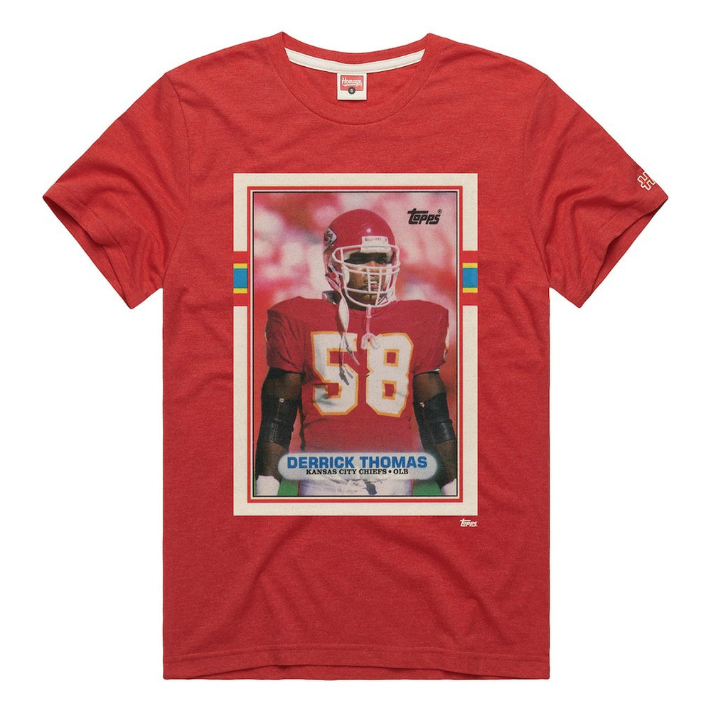 Derrick Thomas Kansas City Chiefs Homage Unisex NFL Topps Trading Card Tri-Blend T-Shirt - Red online