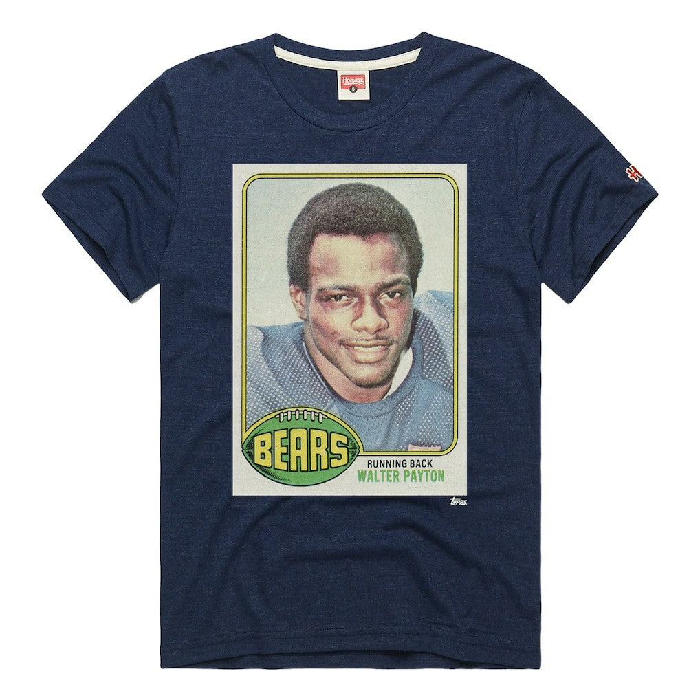 Walter Payton Chicago Bears Homage Unisex NFL Topps Trading Card Tri-Blend T-Shirt - Navy on sale