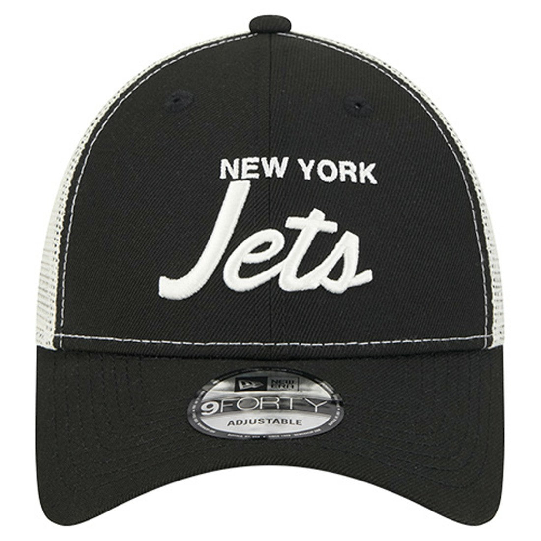 New York Jets New Era Apple Trucker 9FORTY Adjustable Hat - Black discount