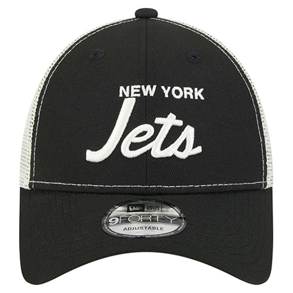 New York Jets New Era Apple Trucker 9FORTY Adjustable Hat - Black discount