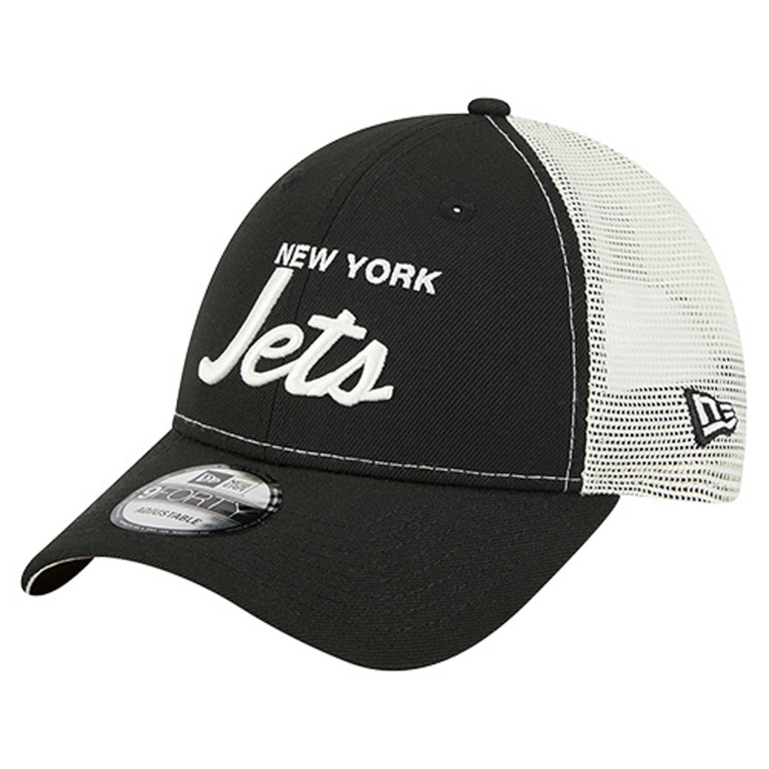 New York Jets New Era Apple Trucker 9FORTY Adjustable Hat - Black discount