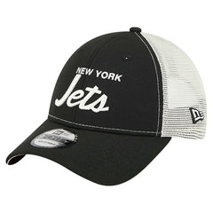 New York Jets New Era Apple Trucker 9FORTY Adjustable Hat - Black discount