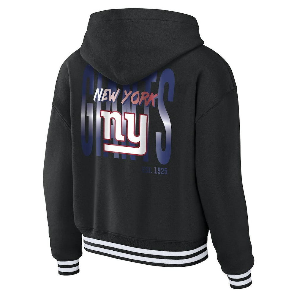 New York Giants WEAR by Erin Andrews Women's Lace-Up Fleece Hoodie - Black for sale