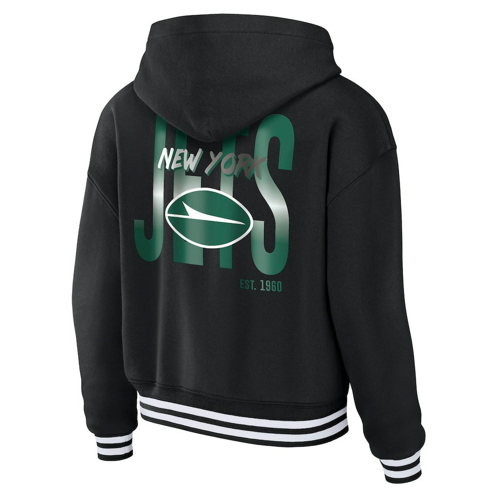New York Jets WEAR by Erin Andrews Women's Lace-Up Fleece Hoodie - Black for sale