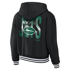 New York Jets WEAR by Erin Andrews Women's Lace-Up Fleece Hoodie - Black for sale