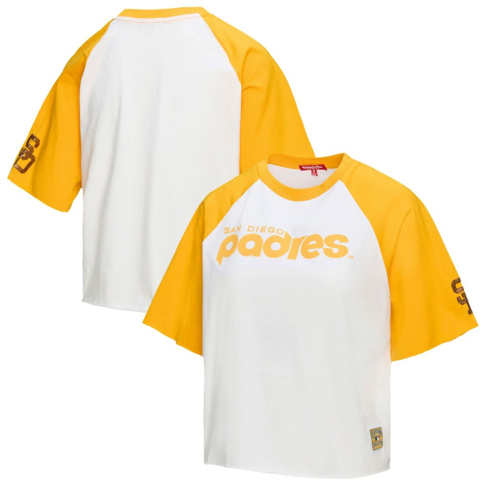 San Diego Padres Women's Cropped Raglan Boxy T-Shirt White