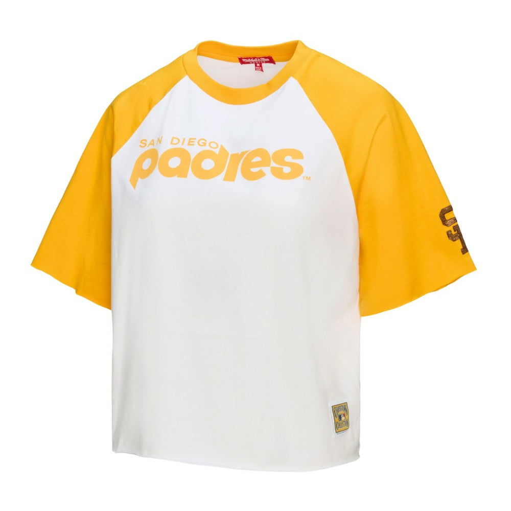 San Diego Padres Women's Cropped Raglan Boxy T-Shirt White