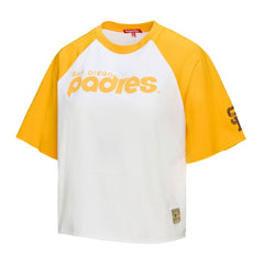 San Diego Padres Women's Cropped Raglan Boxy T-Shirt White