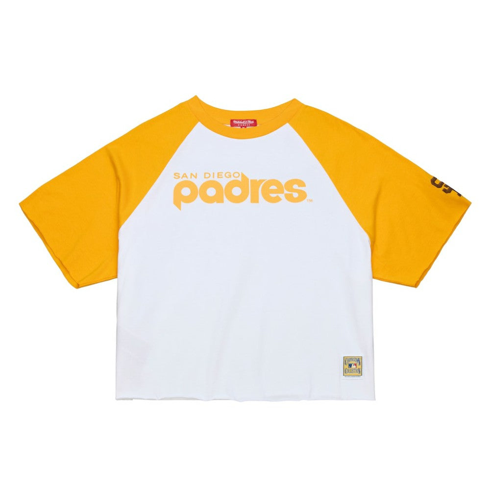 San Diego Padres Women's Cropped Raglan Boxy T-Shirt White