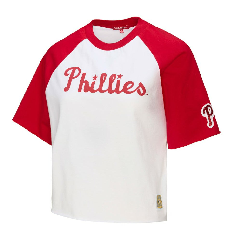 Philadelphia Phillies Women's Cropped Raglan Boxy T-Shirt White