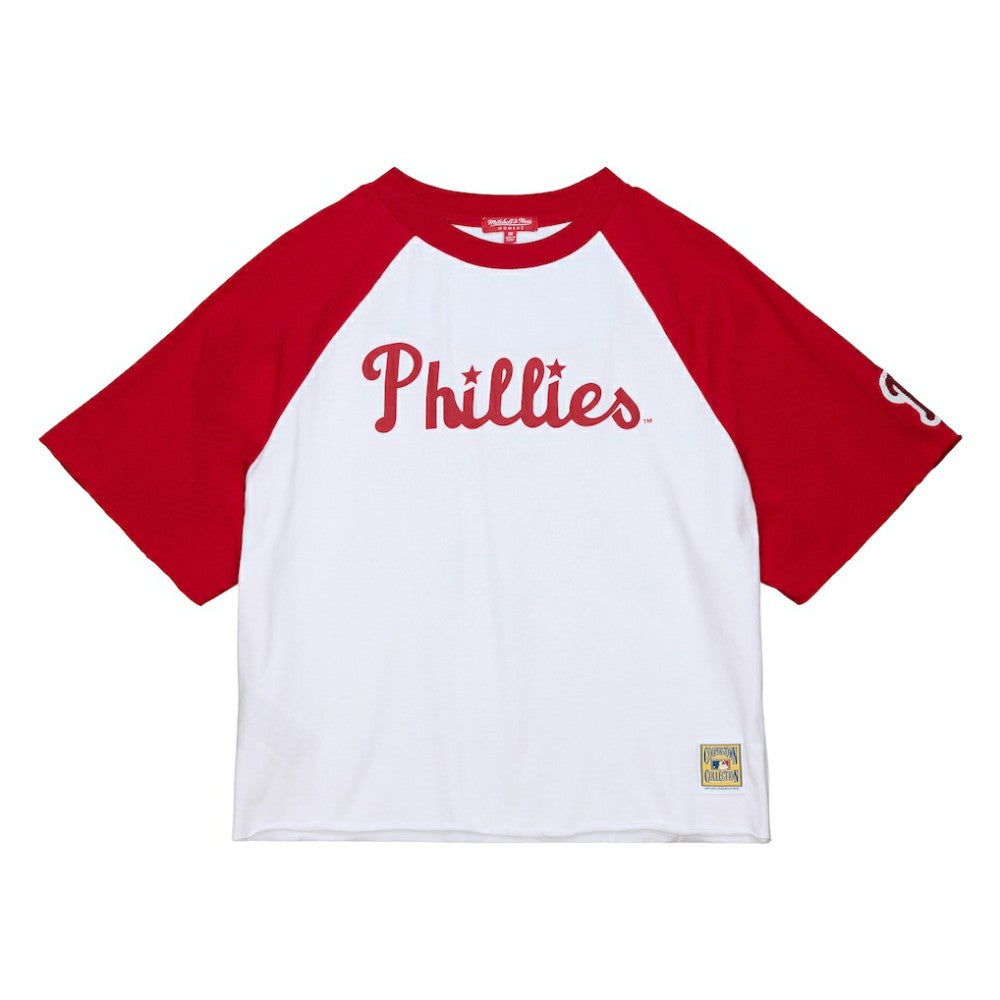 Philadelphia Phillies Women's Cropped Raglan Boxy T-Shirt White