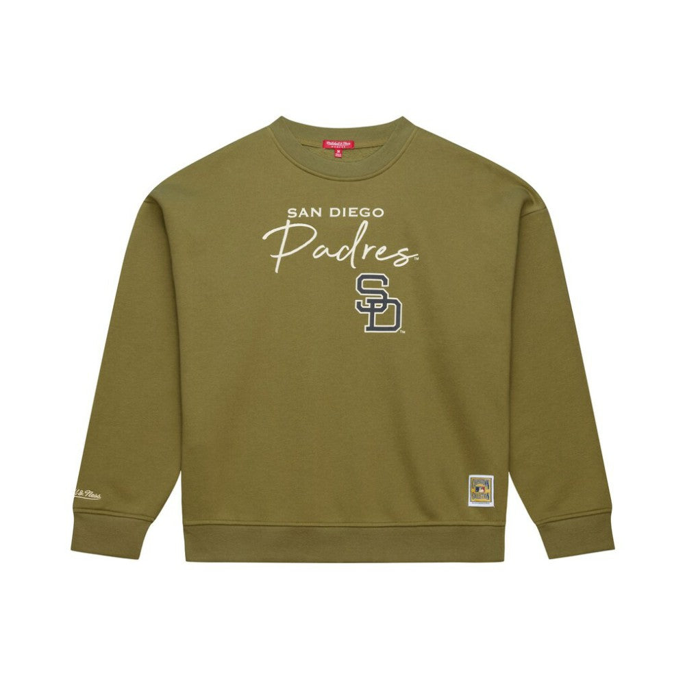 San Diego Padres Women's Oversized Crewneck Sweatshirt Olive