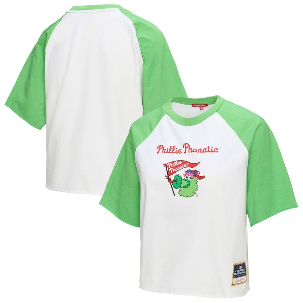 Philadelphia Phillies Women's Cropped Raglan Mascot Boxy T-Shirt White