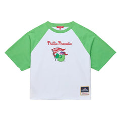 Philadelphia Phillies Women's Cropped Raglan Mascot Boxy T-Shirt White