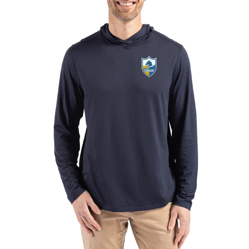 Los Angeles Chargers Cutter & Buck Coastline Epic Comfort Eco Recycled Long Sleeve Hoodie T-Shirt - Navy cheap