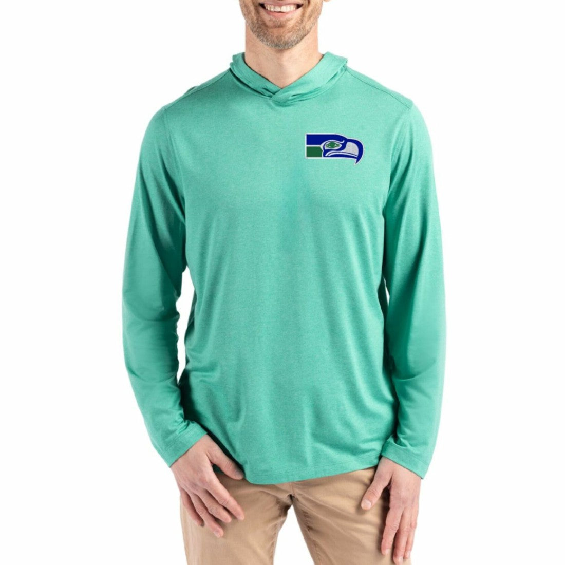 Seattle Seahawks Cutter & Buck Coastline Epic Comfort Eco Recycled Long Sleeve Hoodie T-Shirt - Kelly Green cheap