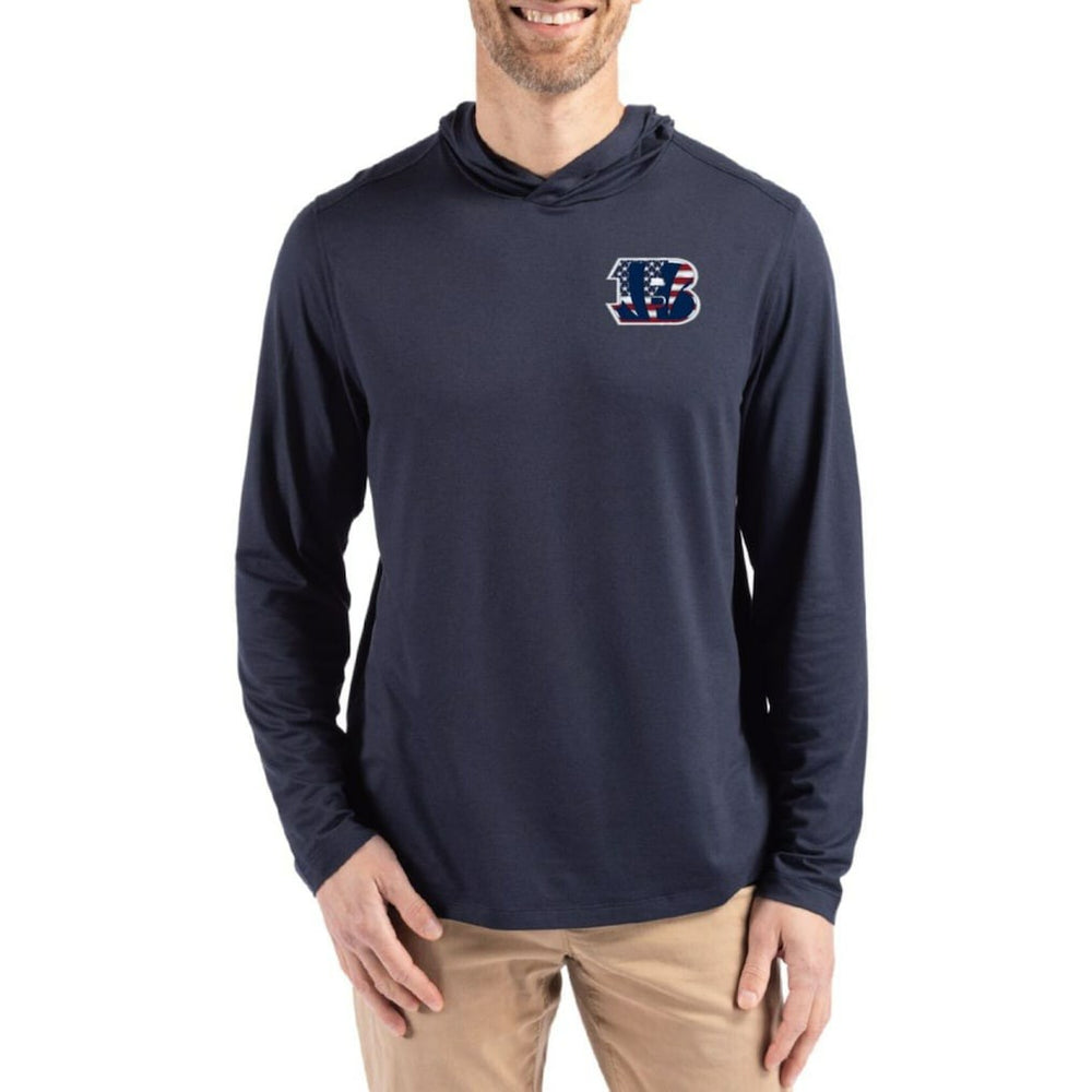 Cincinnati Bengals Cutter & Buck Americana Coastline Epic Comfort Eco Recycled Long Sleeve Hoodie T-Shirt - Navy cheap